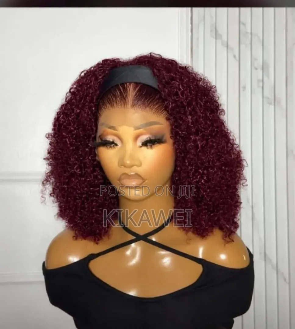 Pixie Curls With Wine Marching Gele Frontal