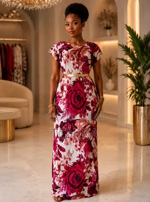 Floral Elegant Pleated Maxi Dress