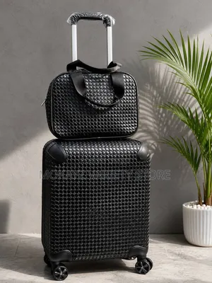 2in1 Black Premium Luxury Woven Quality Strong Iron Rod Luggage Bag