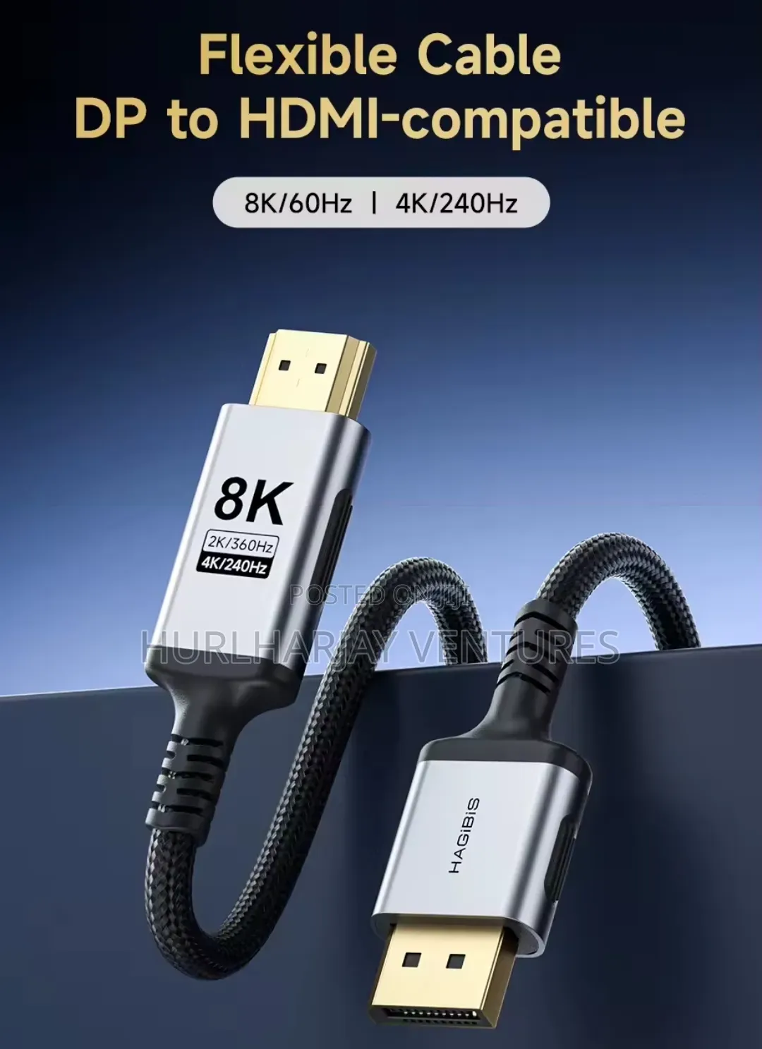 2m Hagibis DisplayPort to HDMI Cable
