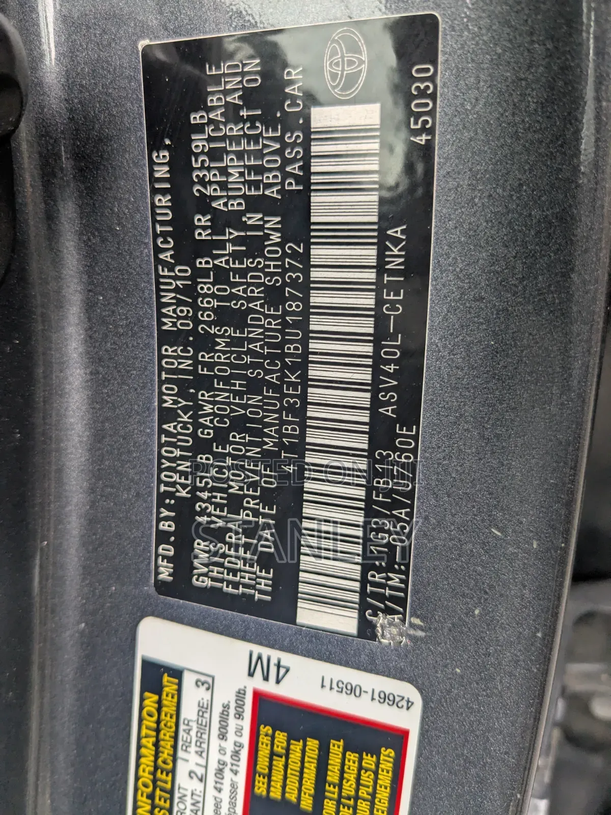 Toyota Camry 2010 Gray
