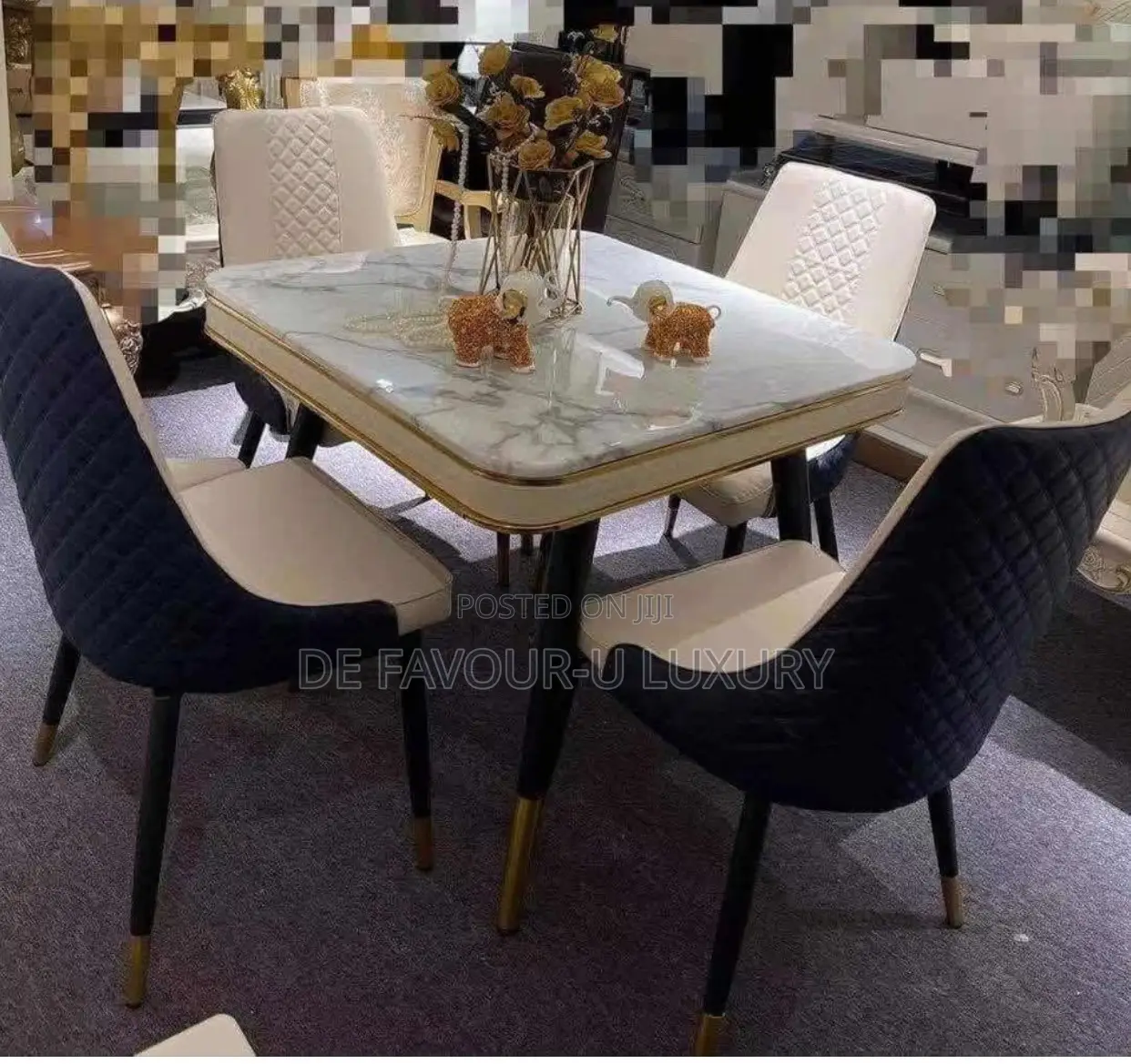 Marble Dining Table by 4 Chairs