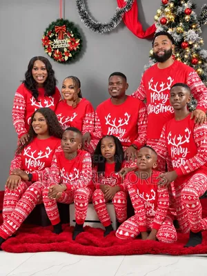 Red Deer Family Christmas Pyjamas From 1 Months to 3XL Adults Size