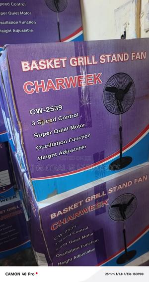 18 Inchescharweek Cw-2539 Basket Grill Solar Rechargeable Standing Fan