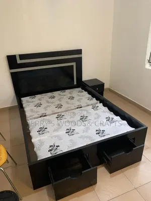 4.5x6 Bedframe With Underneath and Bedside Drawer