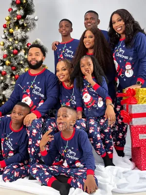 Blue Santa Family Christmas Pyjamas From 1 Month to 4xl Adults Size