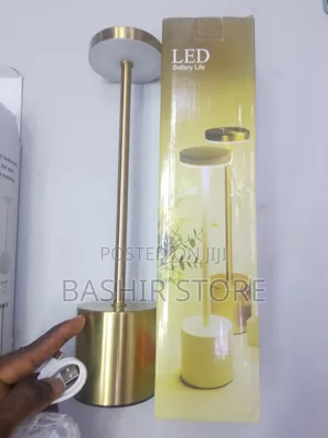 Rechargeable Gold-Toned Cylindrical LED Table Lamp