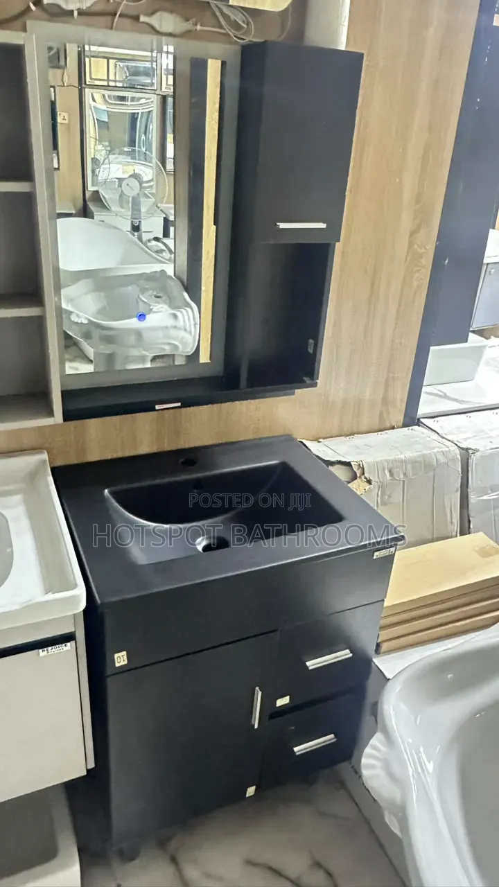 Matt Black Cabinet With Led Mirror