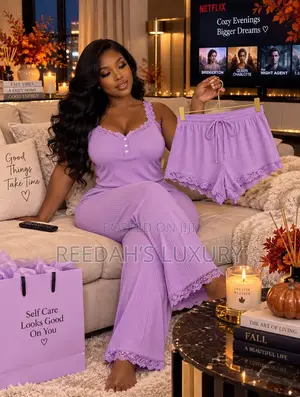 3 in 1 Serene Lace-Trim Lounge Set