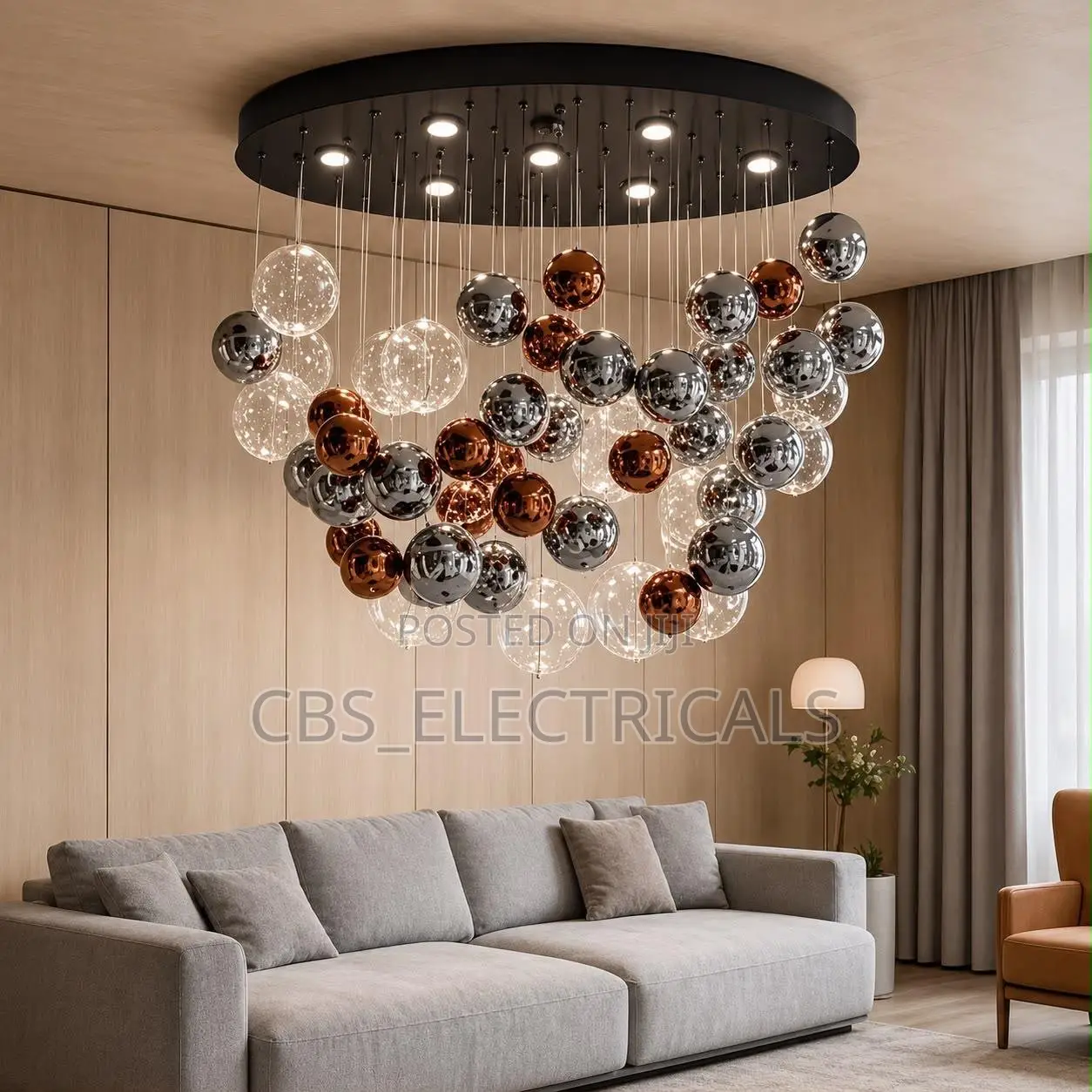 Luxury Floating Mixed Glass Bubble Globe Chandelier (800mm)