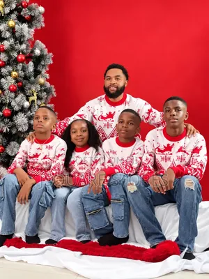 Red Family Christmas Sweater 
Available in Ages and Adu6 Sizes