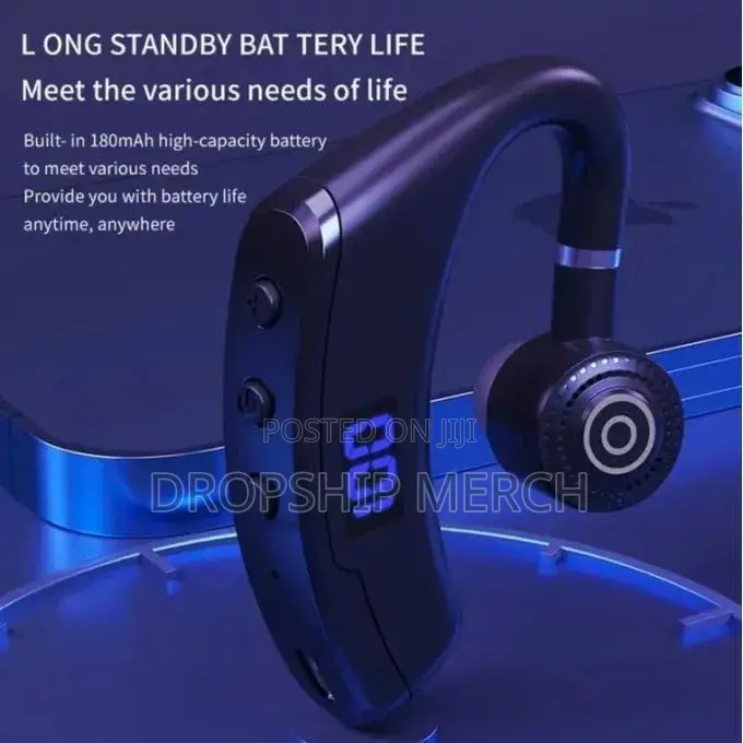 Business Bluetooth Earpiece With LED Battery Display - Single Ear Hook