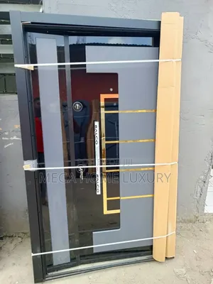 Grey Glass Gold Accent Door