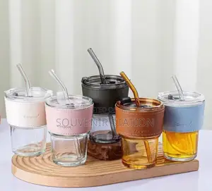 Slub Drinking Glass With Glass Straw X12
