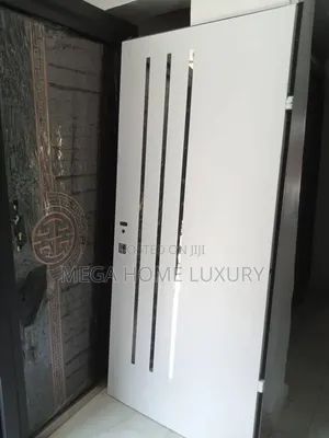 Modern White Slatted Door