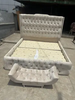 Tufted 6 by 6 Padded Bedframe With a Footrest