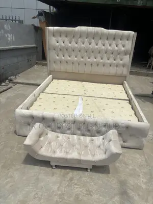 Tufted 6 by 6 Padded Bedframe With a Footrest