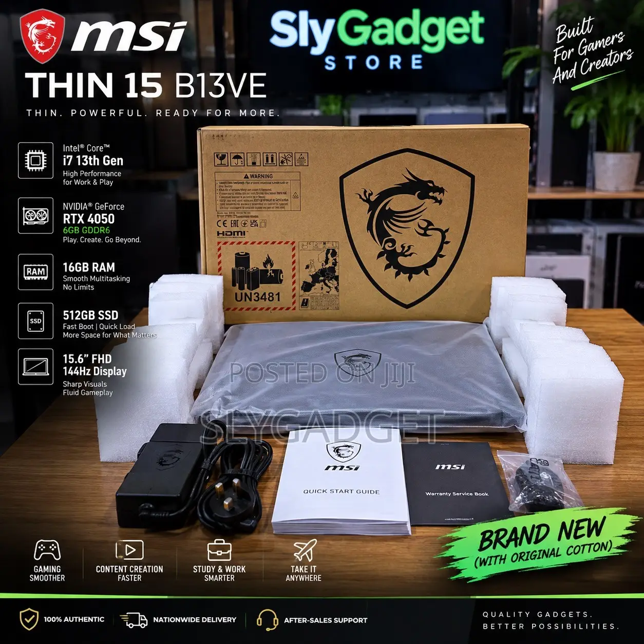 New Laptop MSI GF65 Thin 10UE 16GB Intel Core i7 SSD 512GB