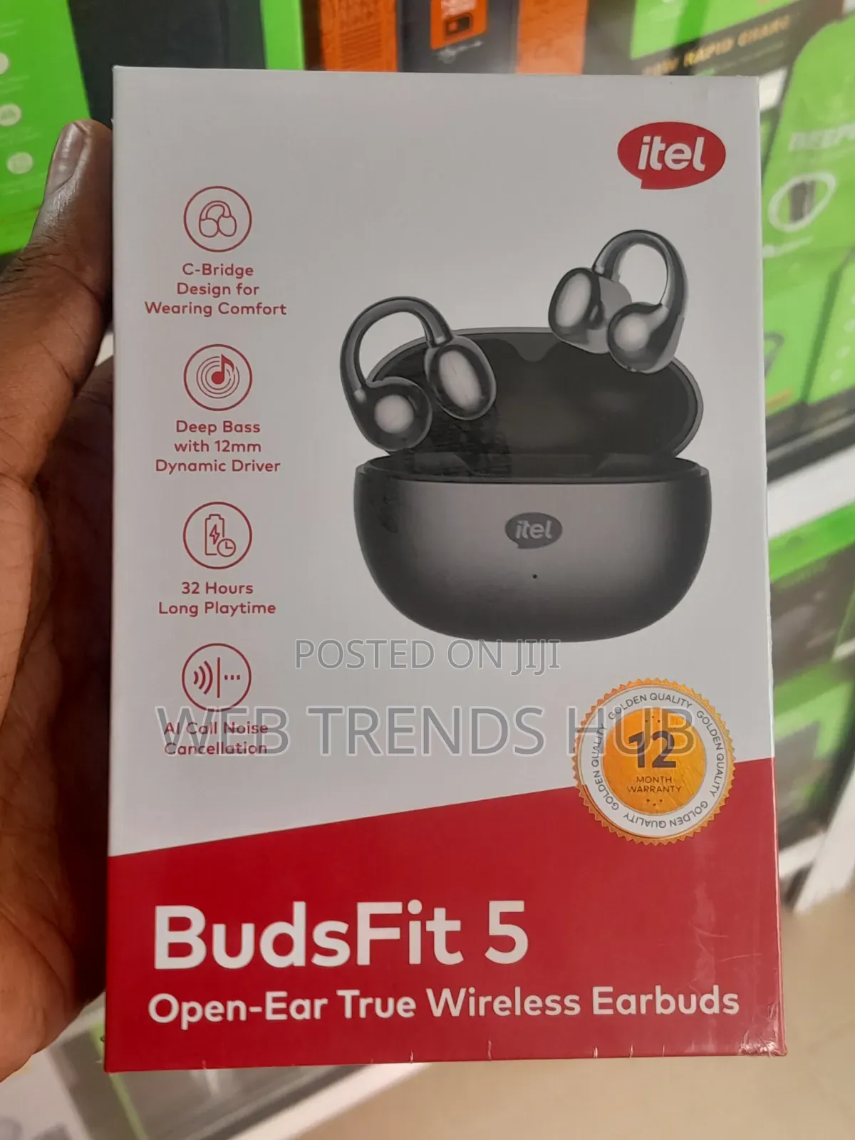 Itel BudsFit 5 Open-Ear Earbuds (IEW-55) - AI Noise Cancellation