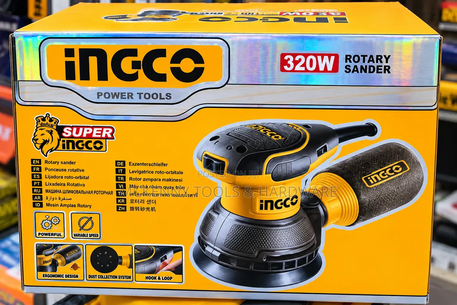 INGCO 320W Rotary Sander – Variable Speed + Dust Collection