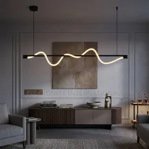 Modern Wave LED Pendant Chandelier | Luxury Linear Hanging Light