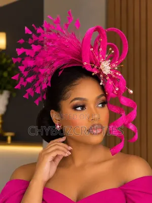 Pink Color Feather Facinator