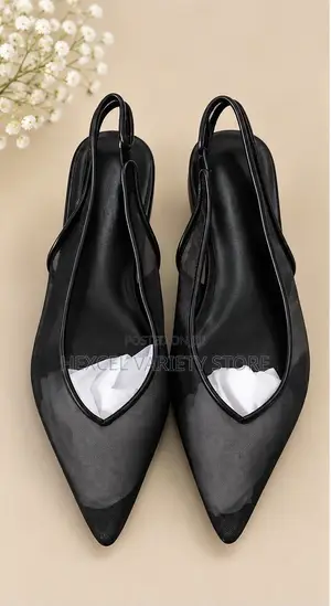 Luxury Black Slingback Flat Shoes for Ladies