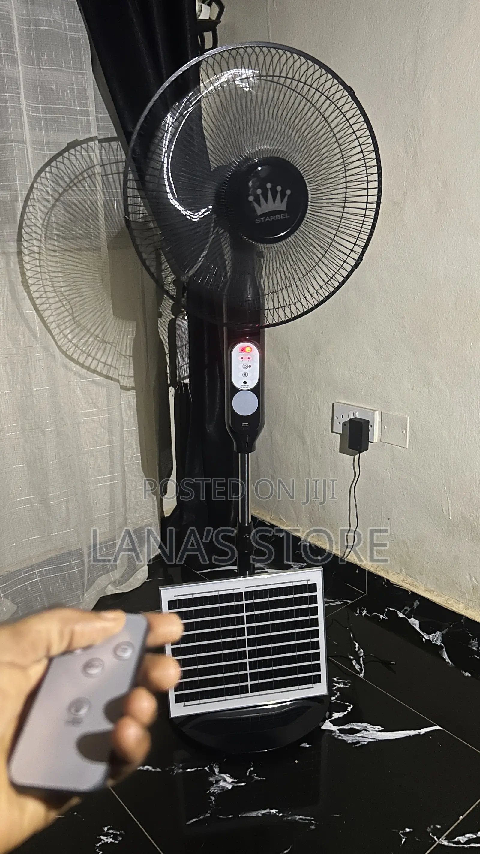 Rechargable Standing Fan With Solar Panel