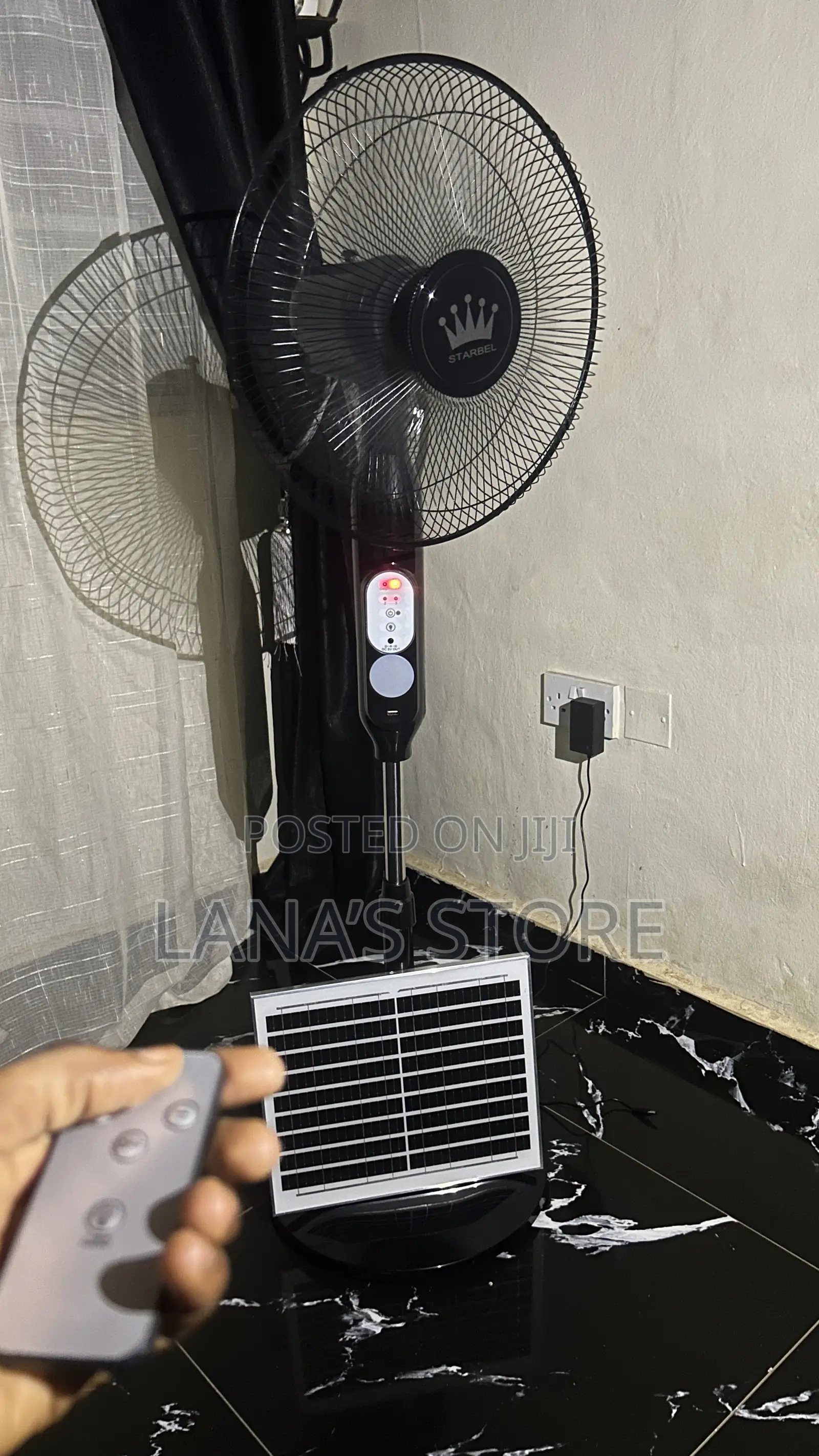 Rechargable Standing Fan With Solar Panel