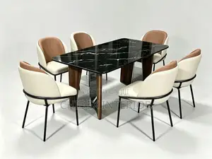 Classic Marble Dining Table 6 Chairs