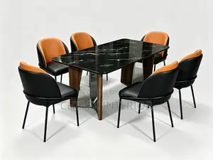 Classic Marble Dining Table 6 Chairs