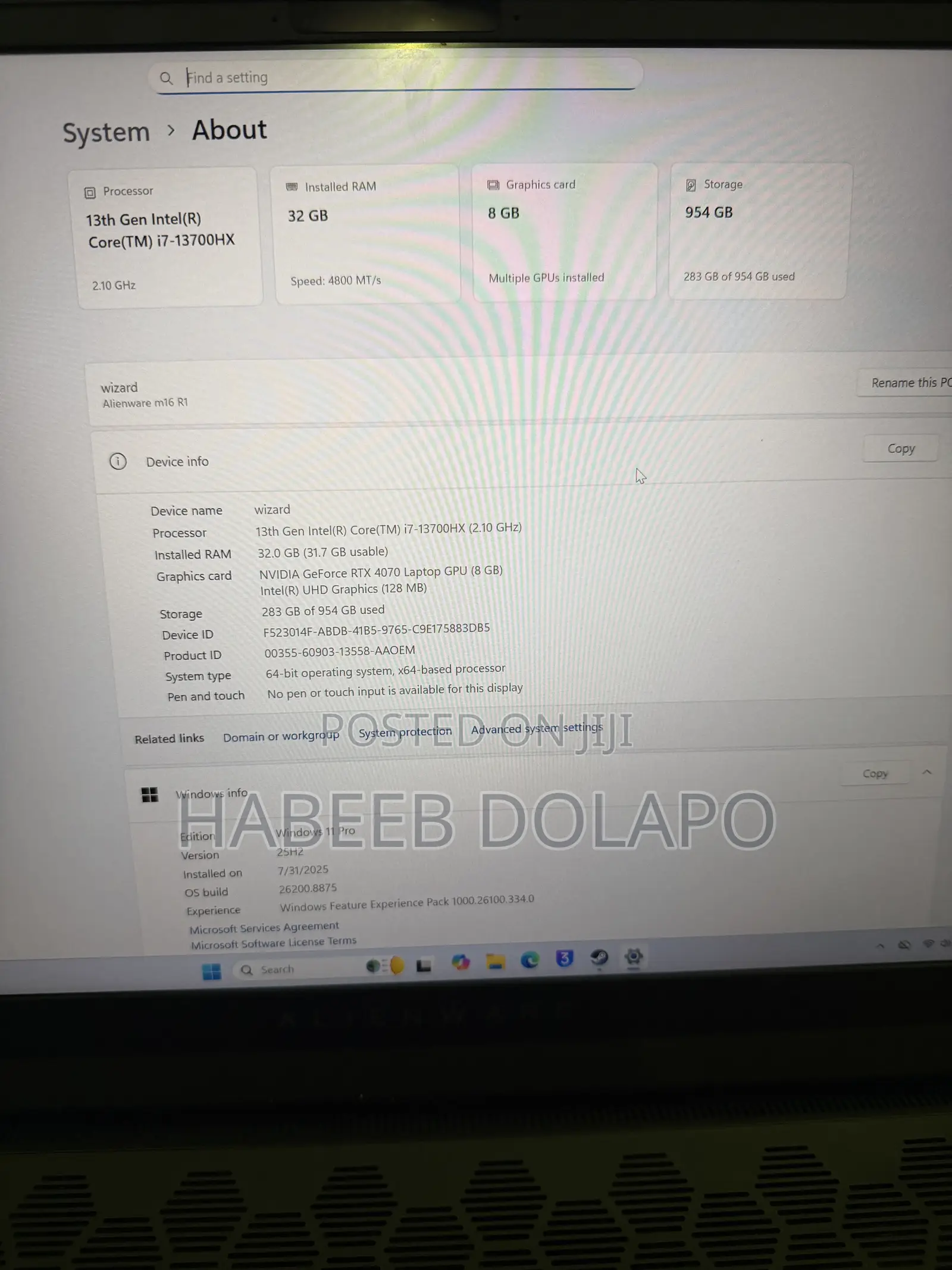 Laptop Alienware M16 R1 32GB Intel Core i7 SSD 1T