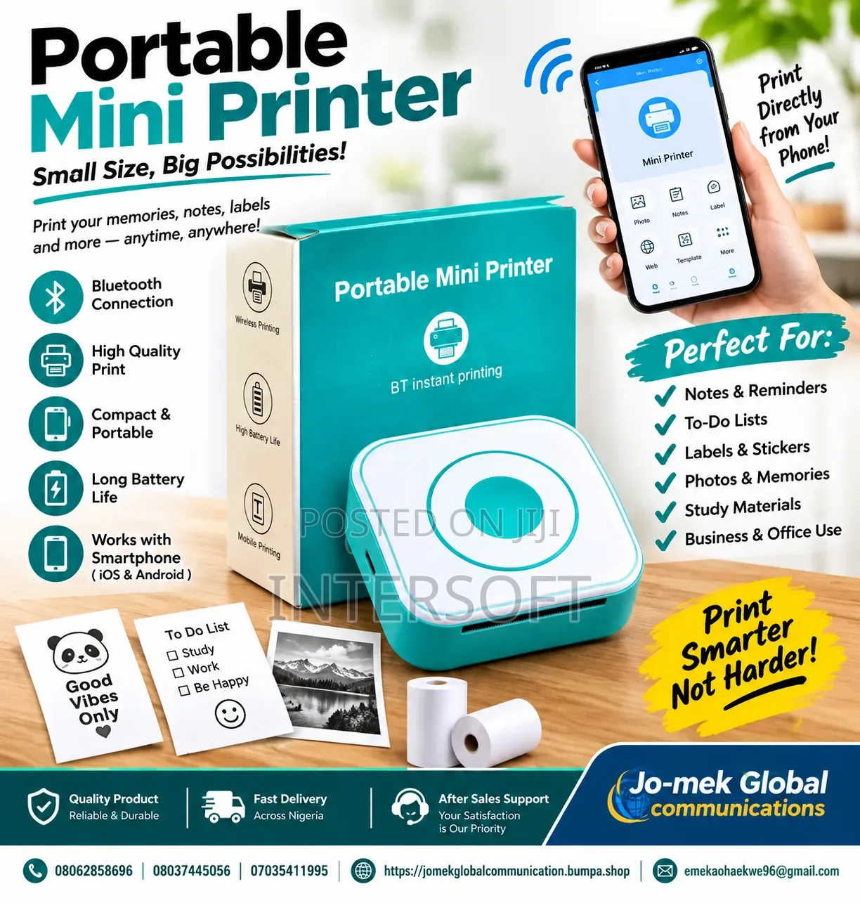 Portable Mini Bluetooth Thermal Printer With a Cute Cartoon Cat Design