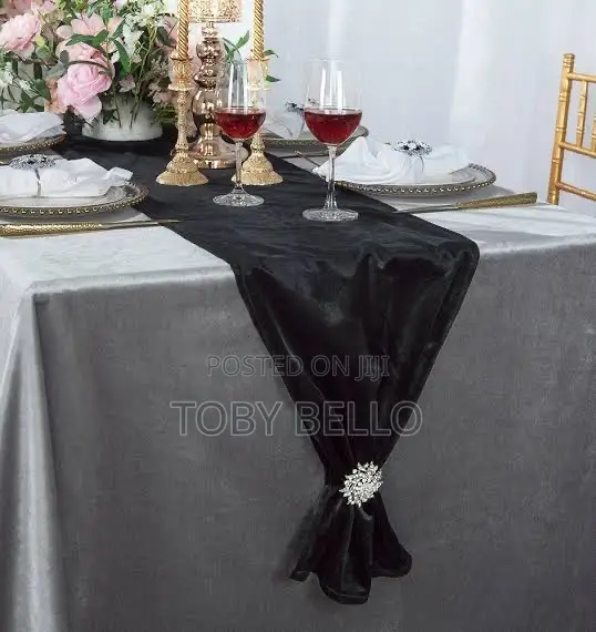 Black Table Runner Available for Rent