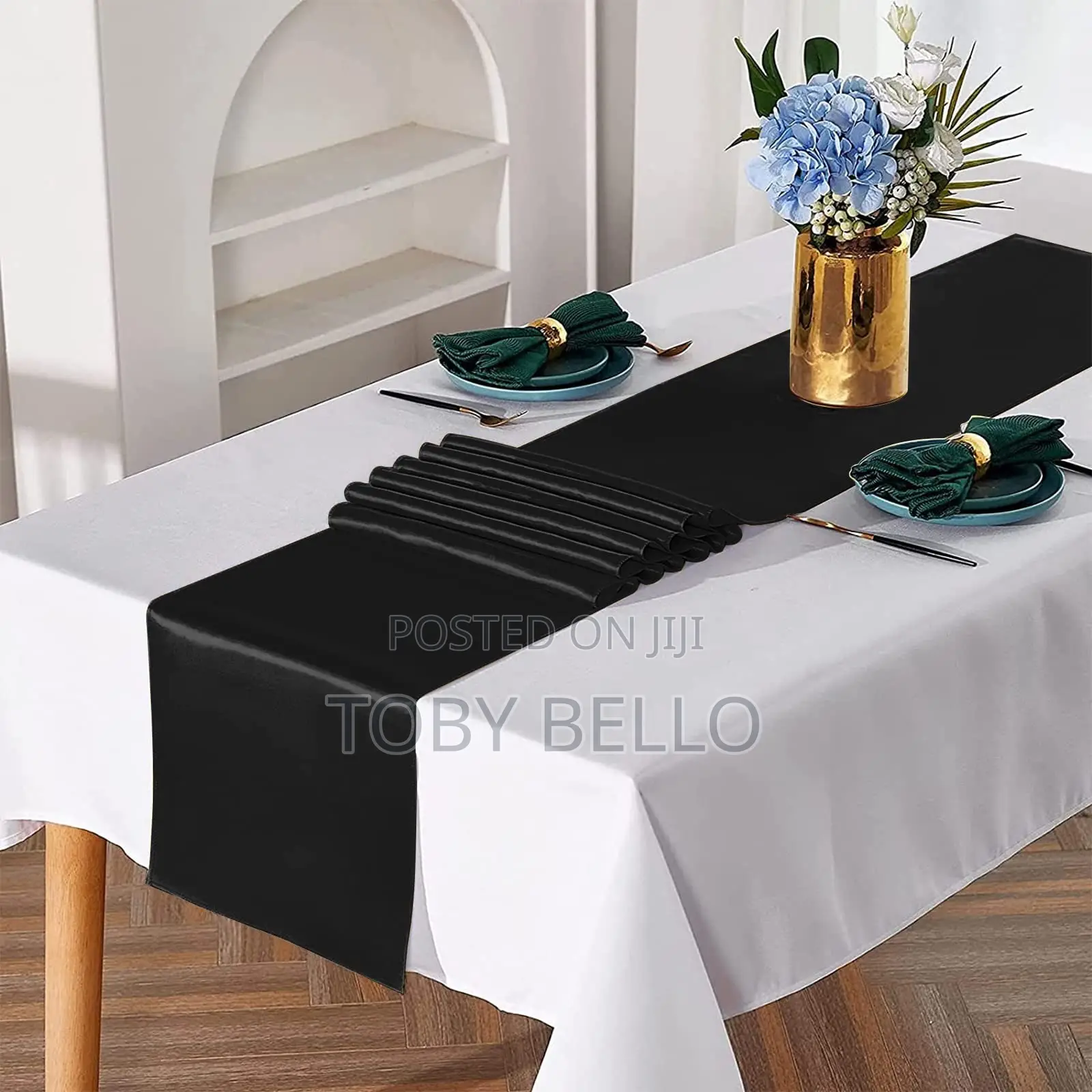 Black Table Runner Available for Rent