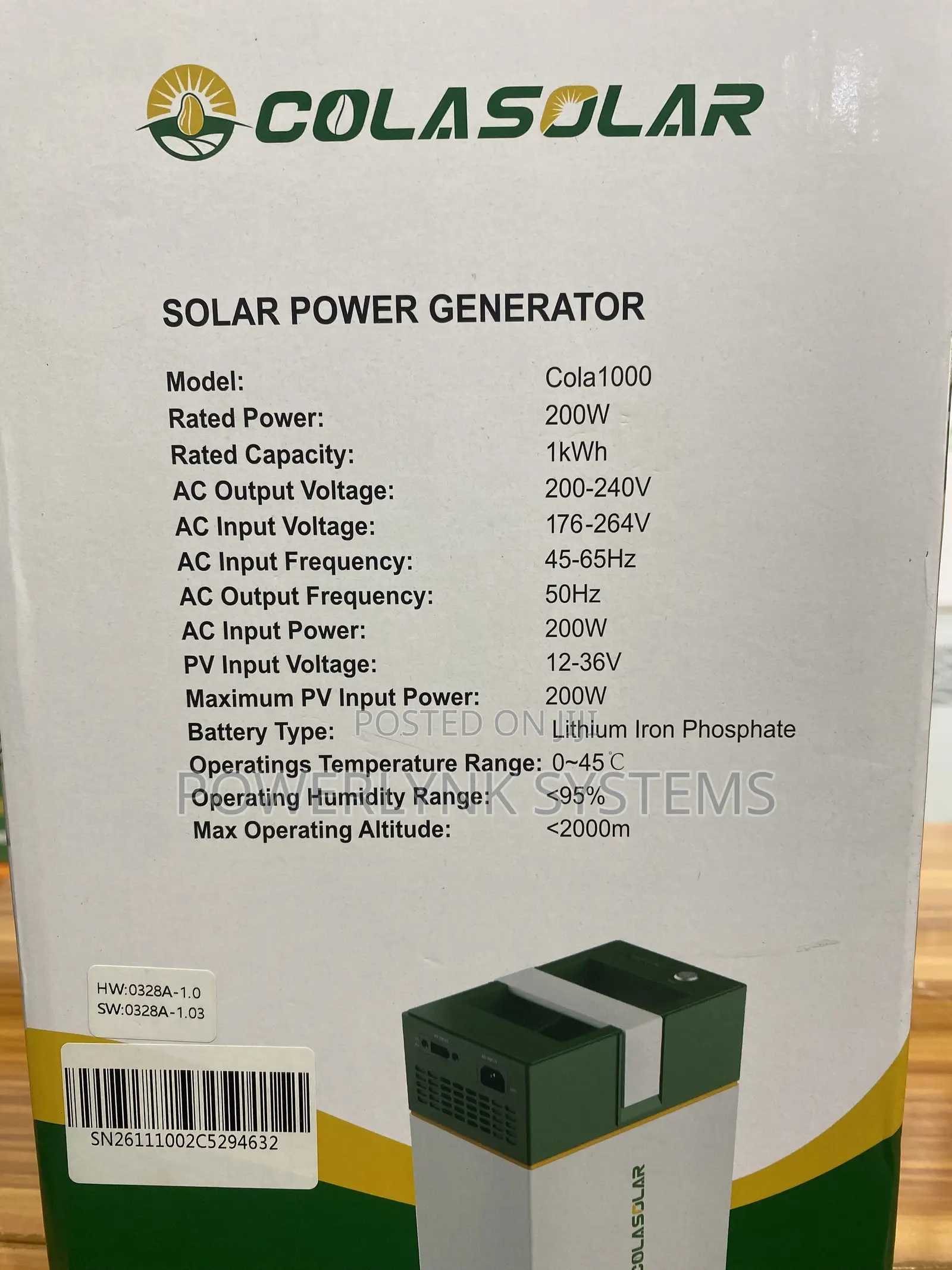 Cola Solar 1000 Solar Generator
