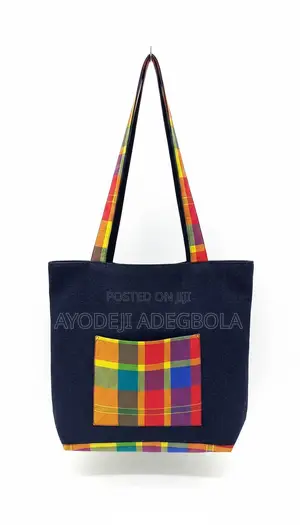 Navy Blue Denim Tote Bag