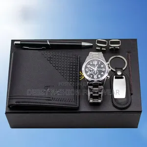 Men Gift Set With Wristwatch Key Holder Wallet Key Holder And Pen
