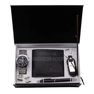 Men Gift Set With Wristwatch Key Holder Wallet Key Holder And Pen