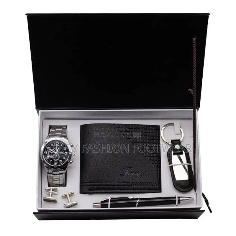 Men Gift Set With Wristwatch Key Holder Wallet Key Holder And Pen