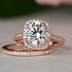 Tiny Rose Gold Wedding Ring Pair