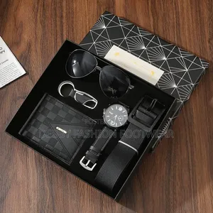 Men Gift Set With Wristwatch Key Holder Wallet Belt And Eyeglasses