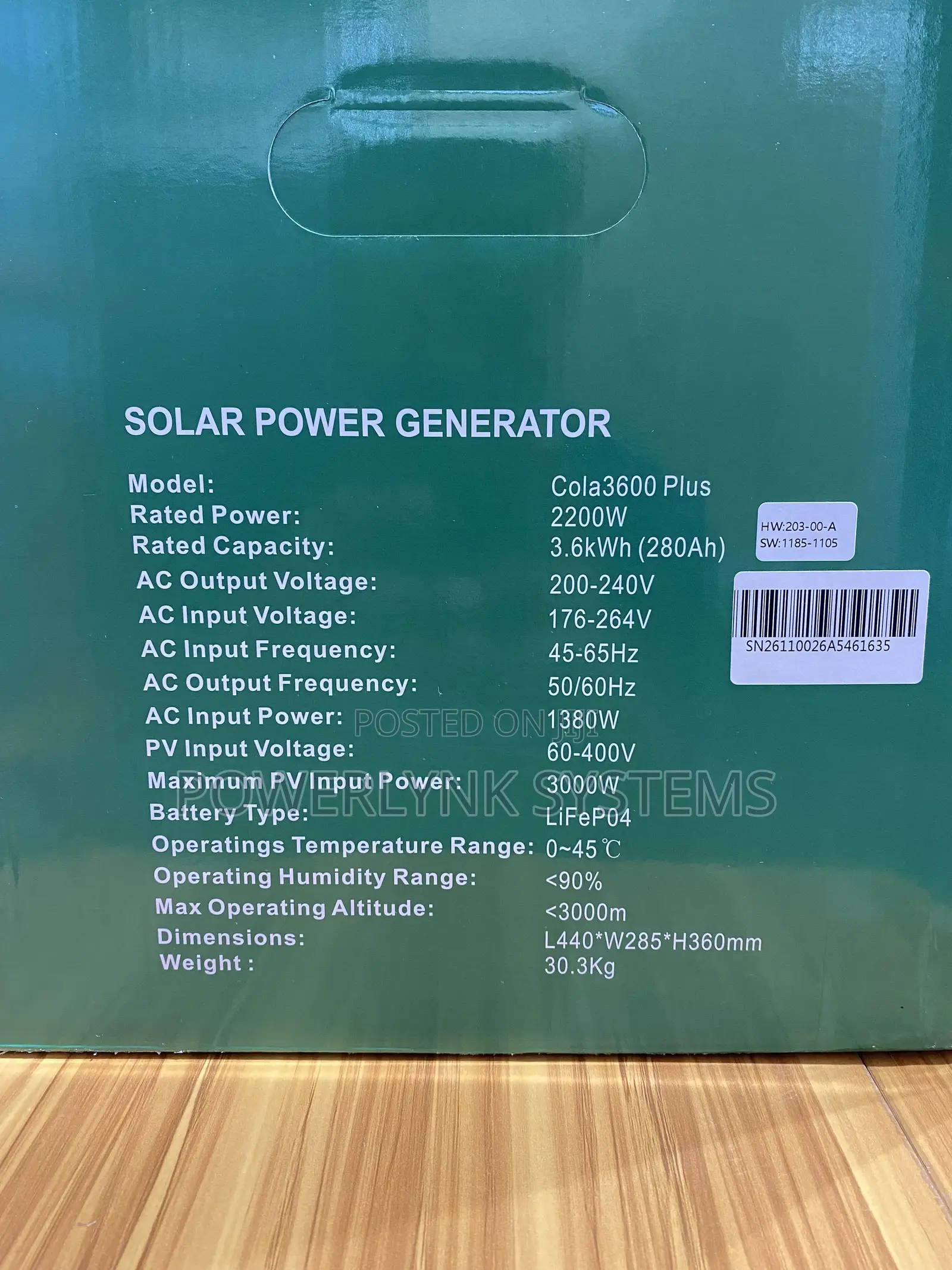 Cola Solar 3600 Plus Solar Generator