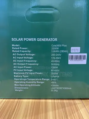 Cola Solar 3600 Plus Solar Generator
