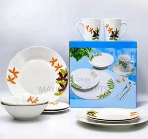MAXIMUS 10-Piece Ceramic Dinner Set With Elegant Floral Leaf Design