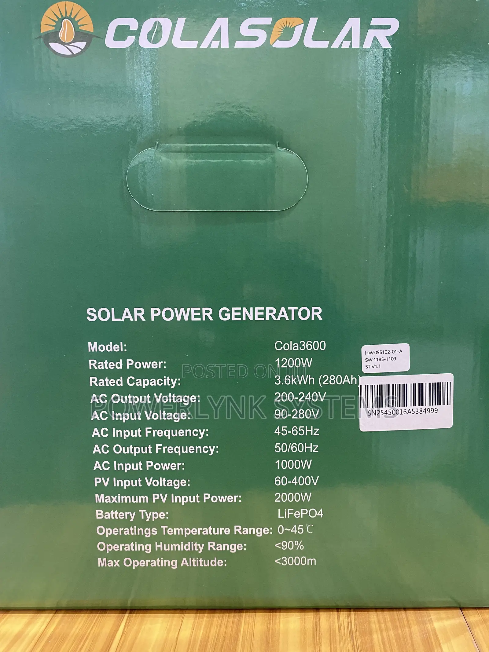 Cola Solar 3600 Solar Generator