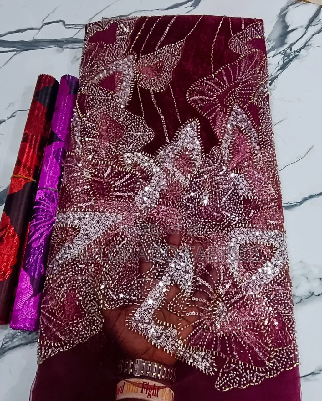 Swiss Velvet Beaded Lace
