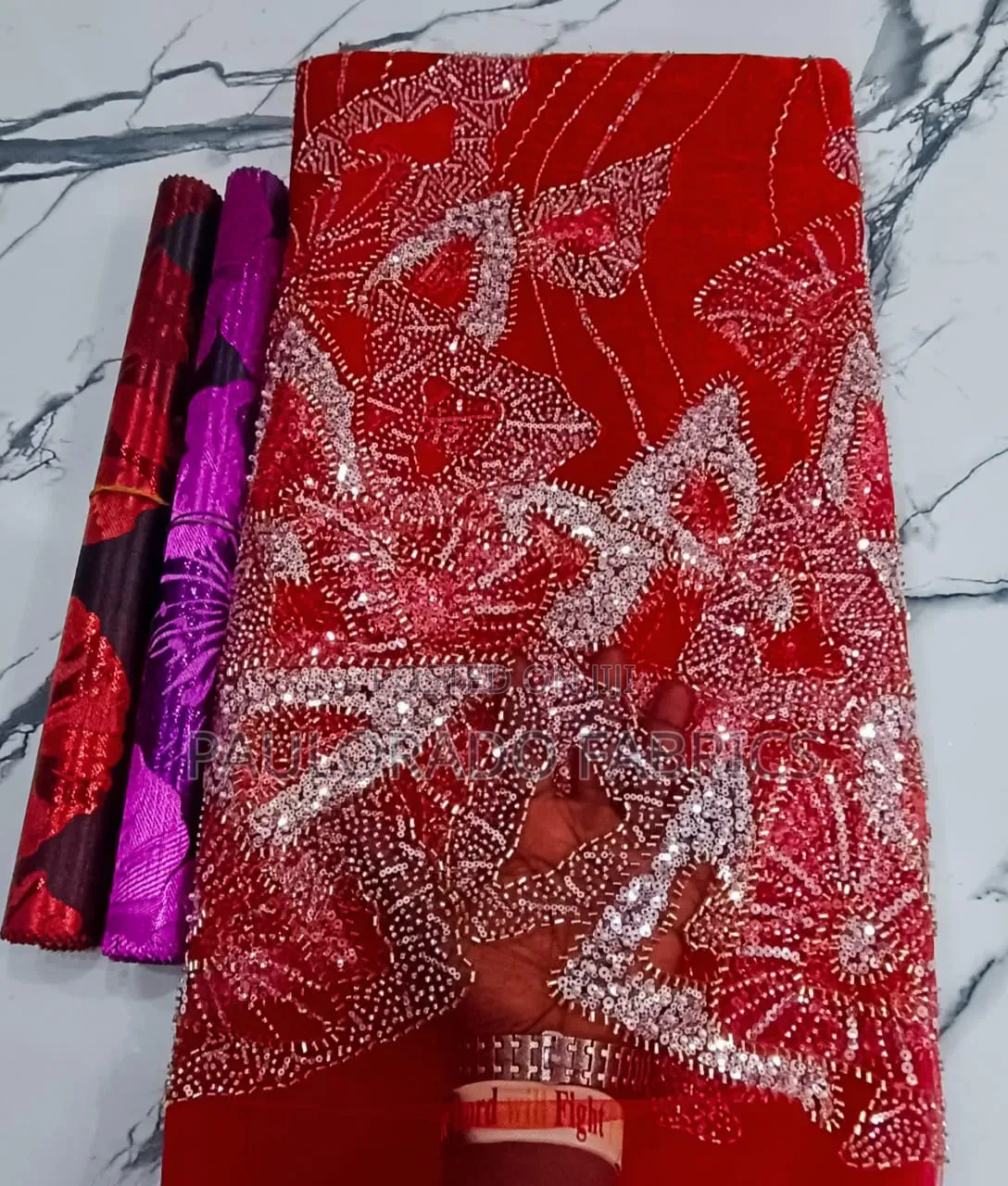 Swiss Velvet Beaded Lace