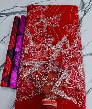 Swiss Velvet Beaded Lace
