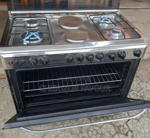 Premium 6-Burner Gas Electric Cooker With Oven – Stainless Steel